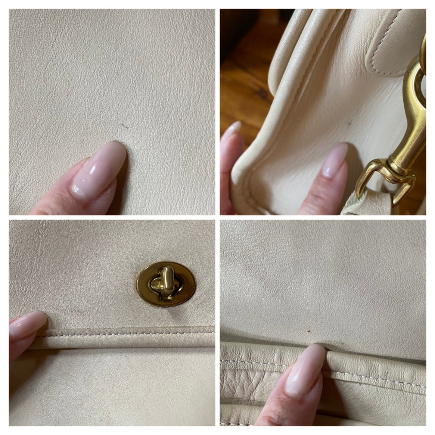 COACH Vintage Court Satchel Cream/Bone Brass Crossbody Leather Handbag 9870