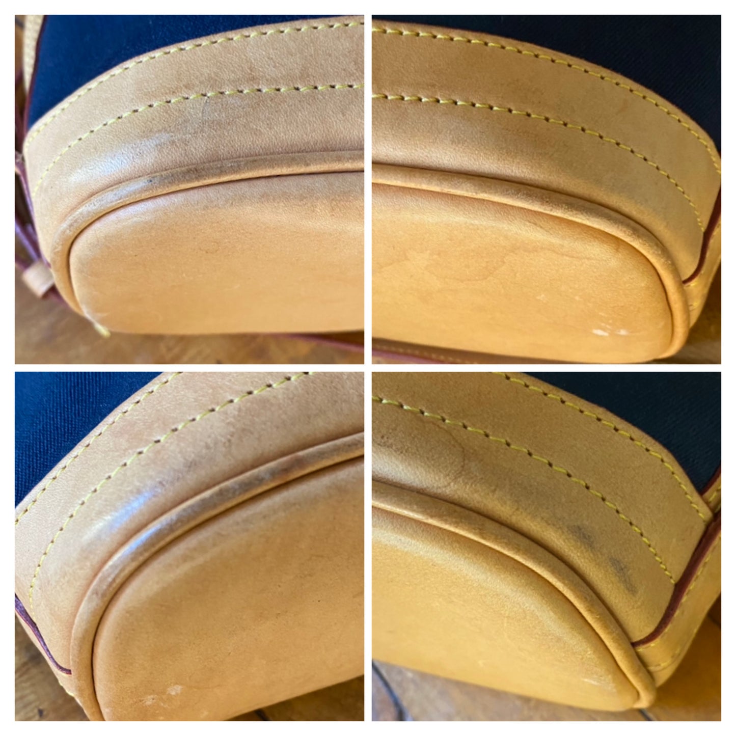 Vintage Dooney & Bourke | Cabriolet Domed Satchel Crossbody Bag | Navy Cloth & Natural Vachetta Leather