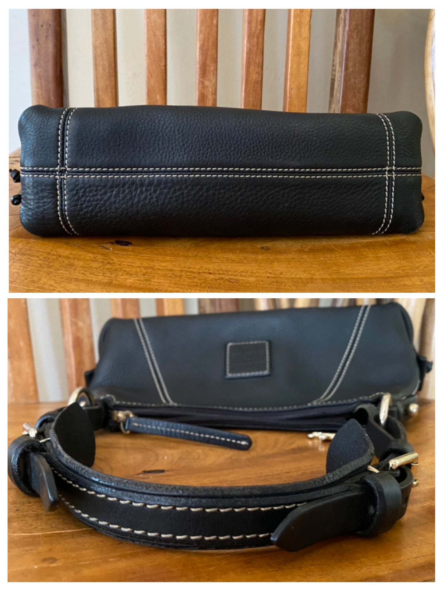 Dooney and Bourke | Black Pebble Grained Leather | Mini East West Slouch Hobo