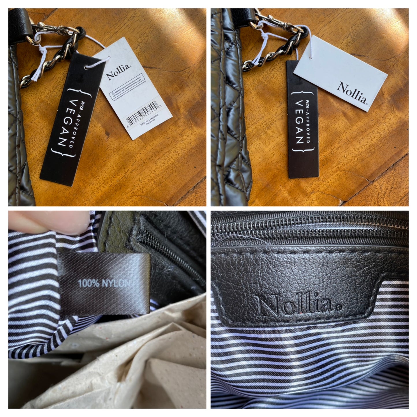 Nylon Quilt Puffer Crossbody Black Bag with Chain