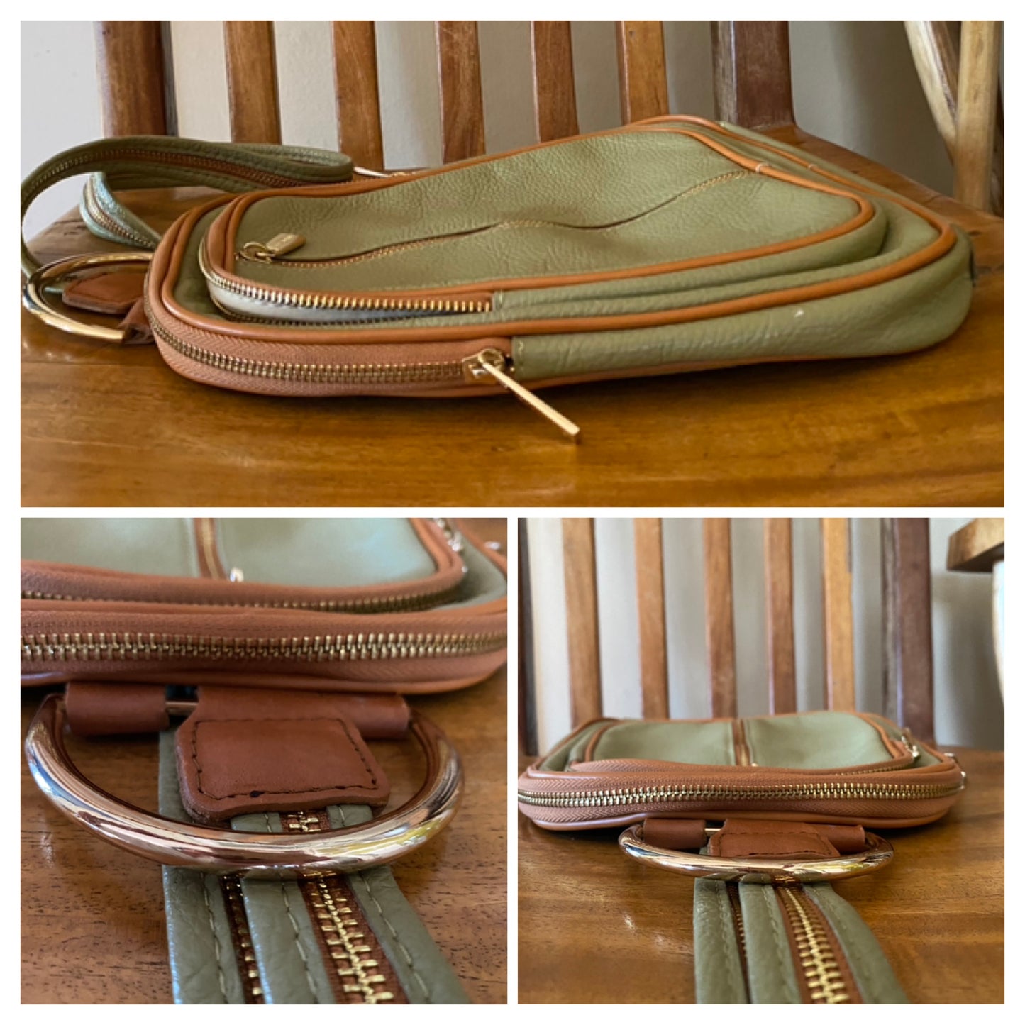 VALENTINA | MULTIFUNCTIONAL BACKPACK SLING SHOULDER BAG | Sage Green Leather