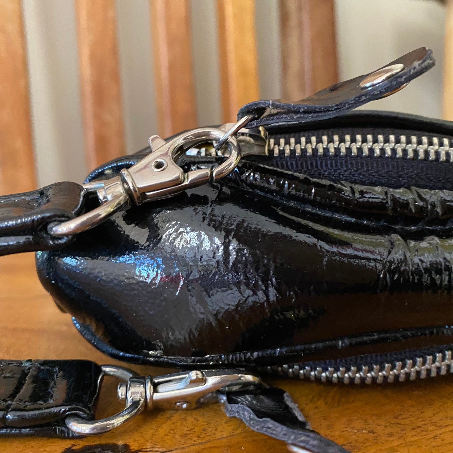Elezar Black Patent Leather Clutch Wristlet Purse Bag