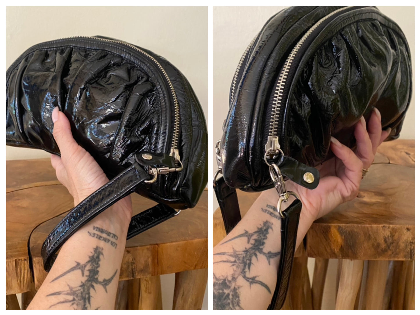 Elezar Black Patent Leather Clutch Wristlet Purse Bag