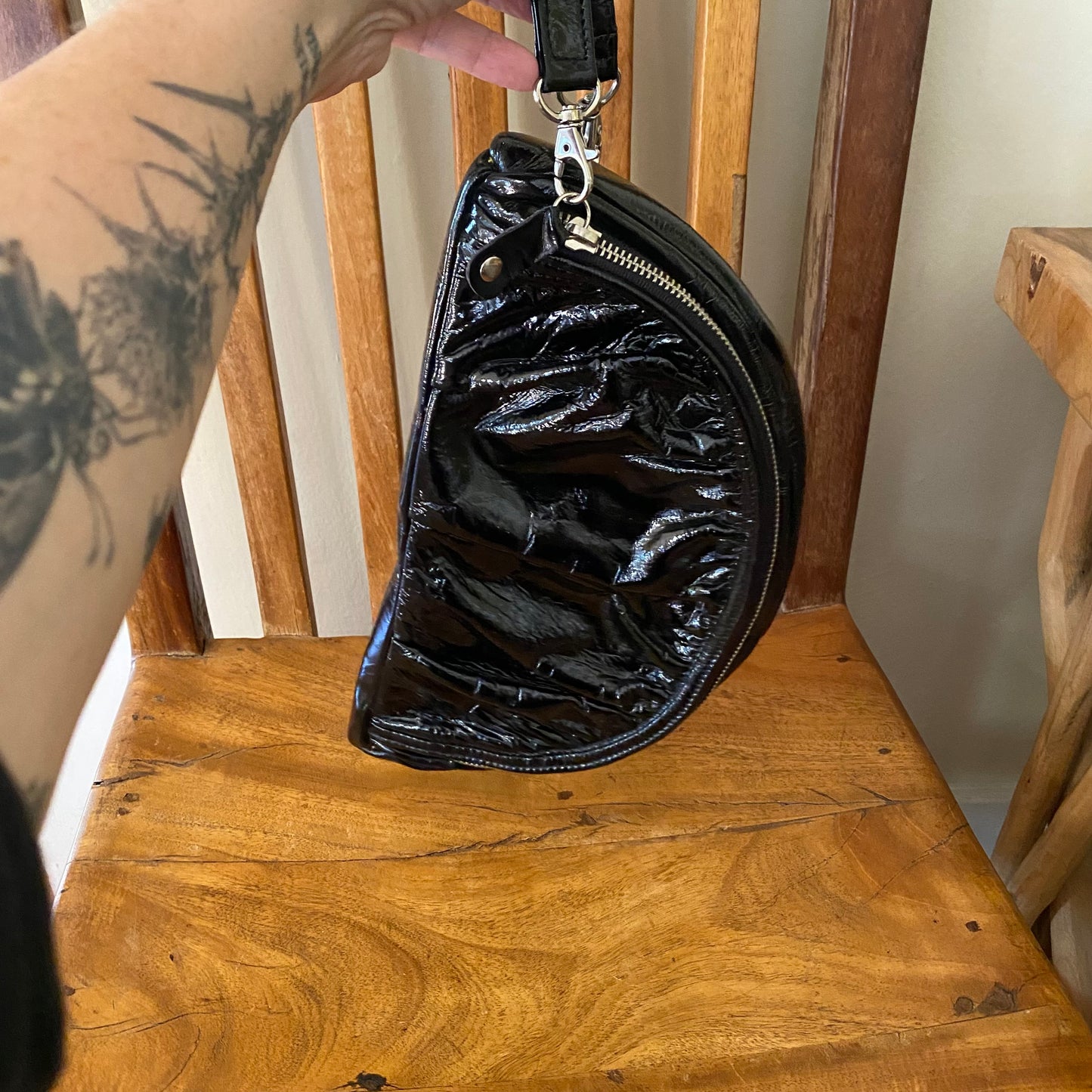 Elezar Black Patent Leather Clutch Wristlet Purse Bag