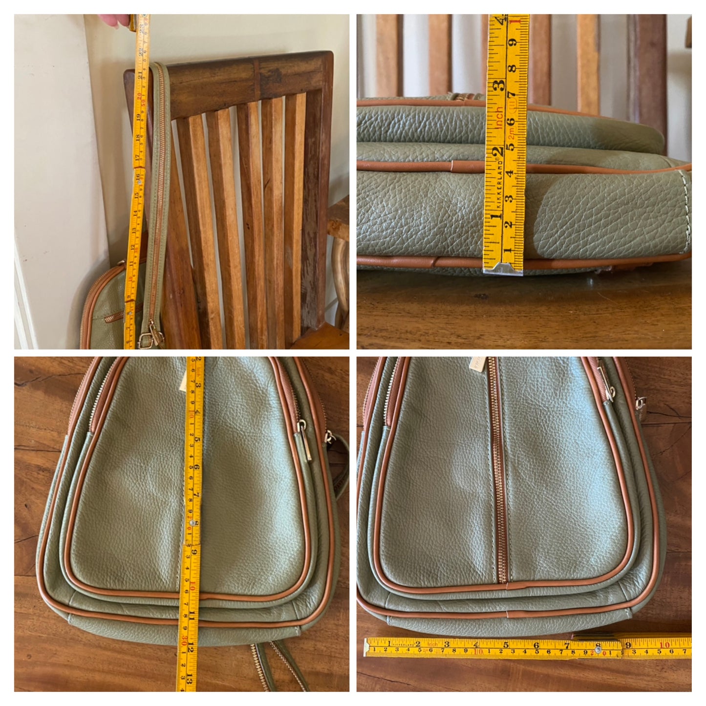 VALENTINA | MULTIFUNCTIONAL BACKPACK SLING SHOULDER BAG | Sage Green Leather