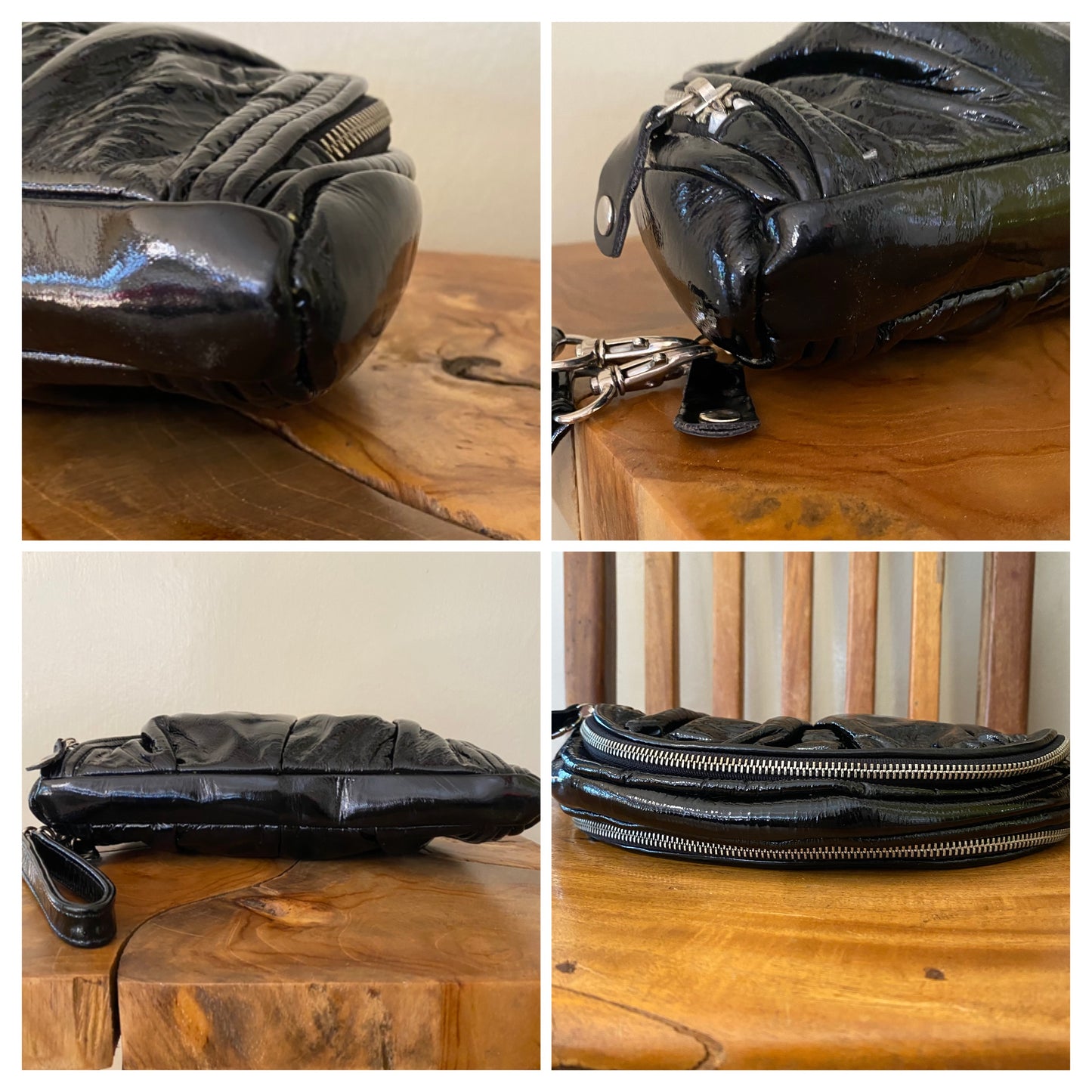 Elezar Black Patent Leather Clutch Wristlet Purse Bag