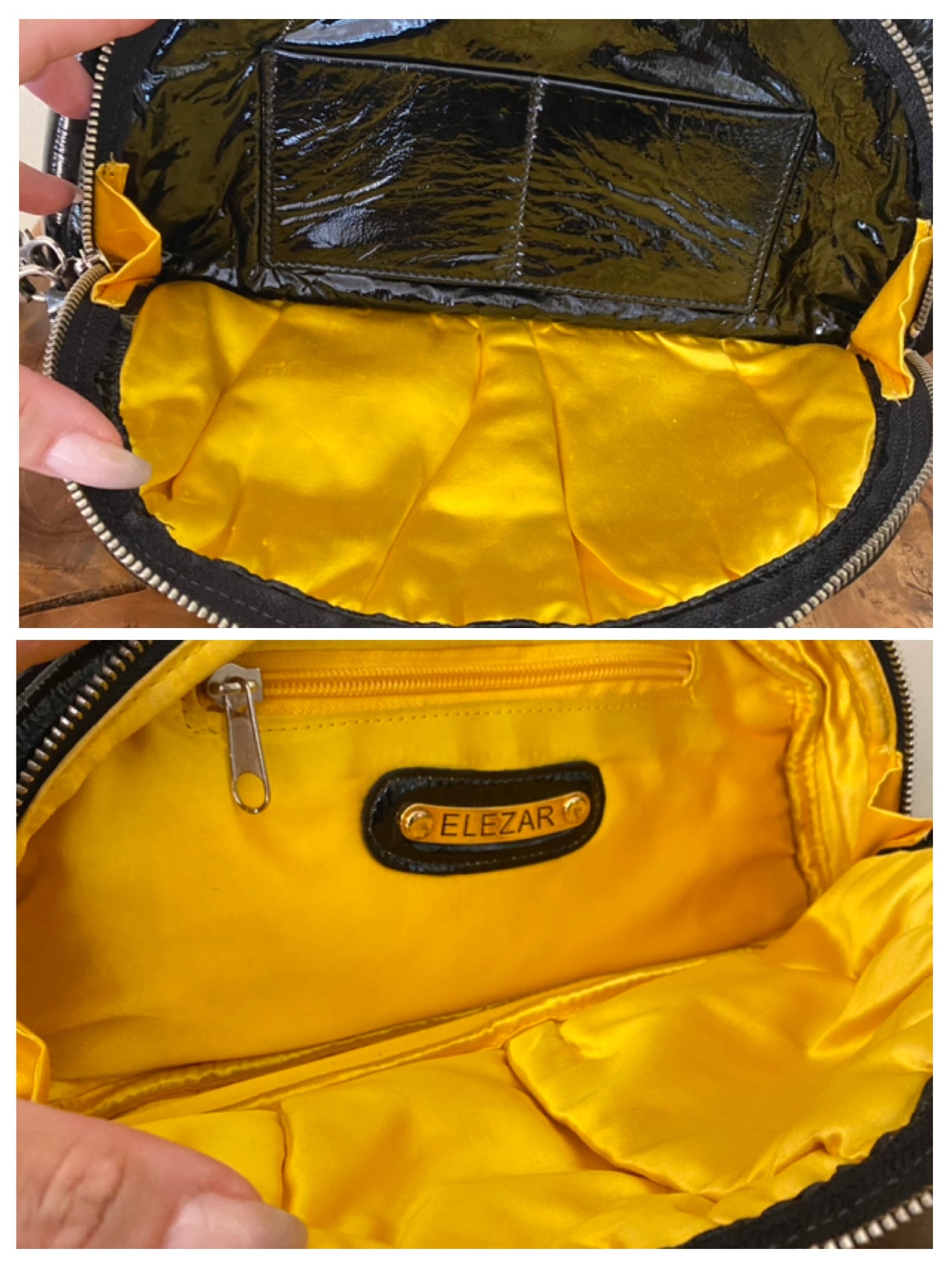 Elezar Black Patent Leather Clutch Wristlet Purse Bag