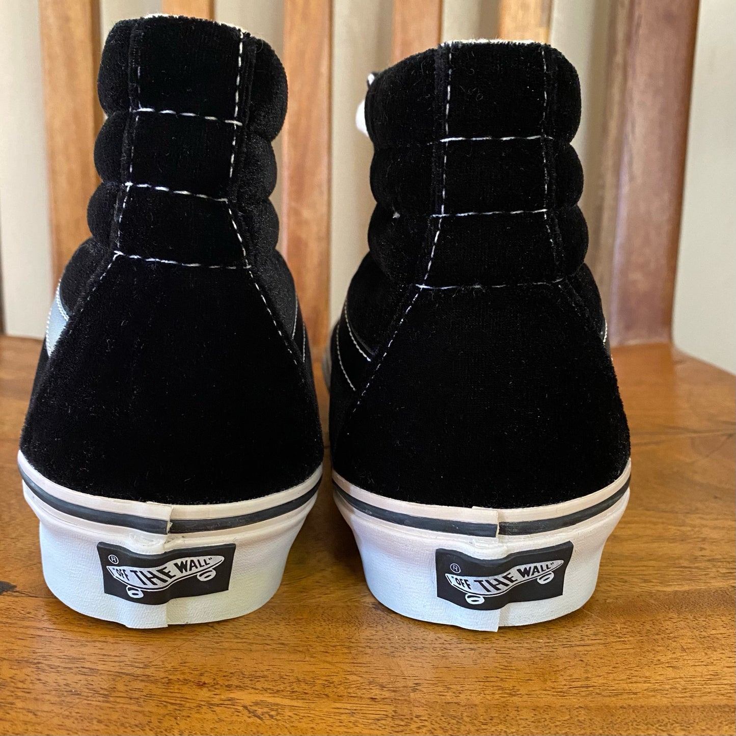 Vans Sk8-Hi Shoes Black Velour with White Trim. Size 8 Women