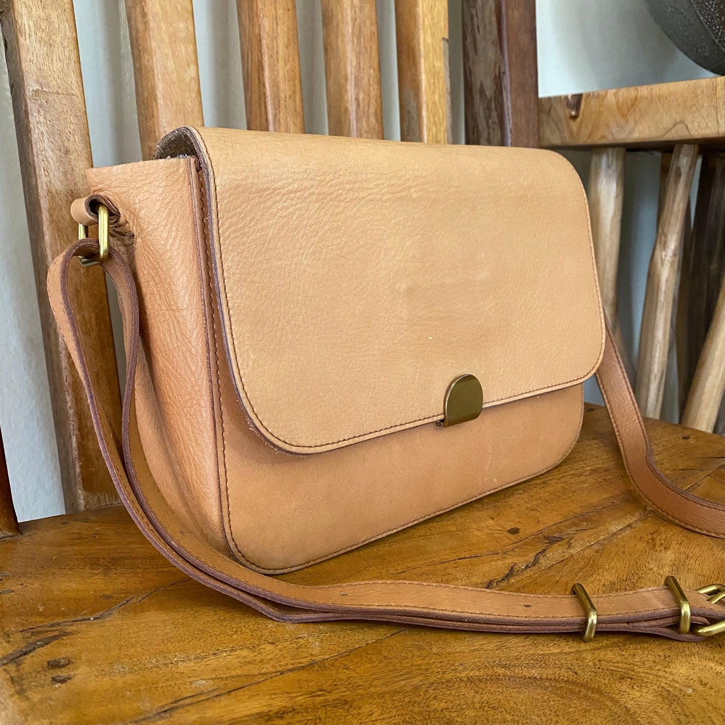 Madewell Abroad Shoulder Crossbody Leather Bag Camel