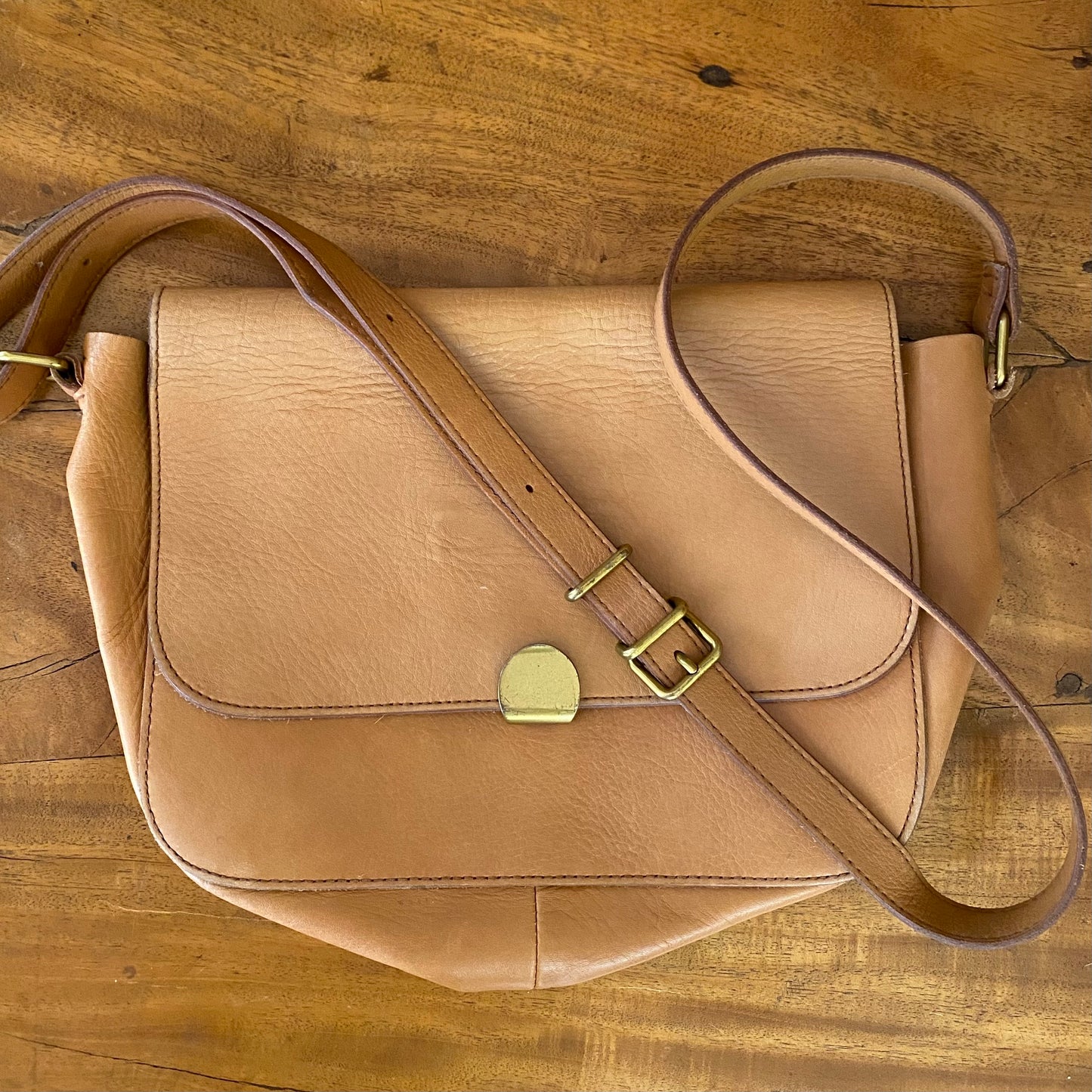 Madewell Abroad Shoulder Crossbody Leather Bag Camel