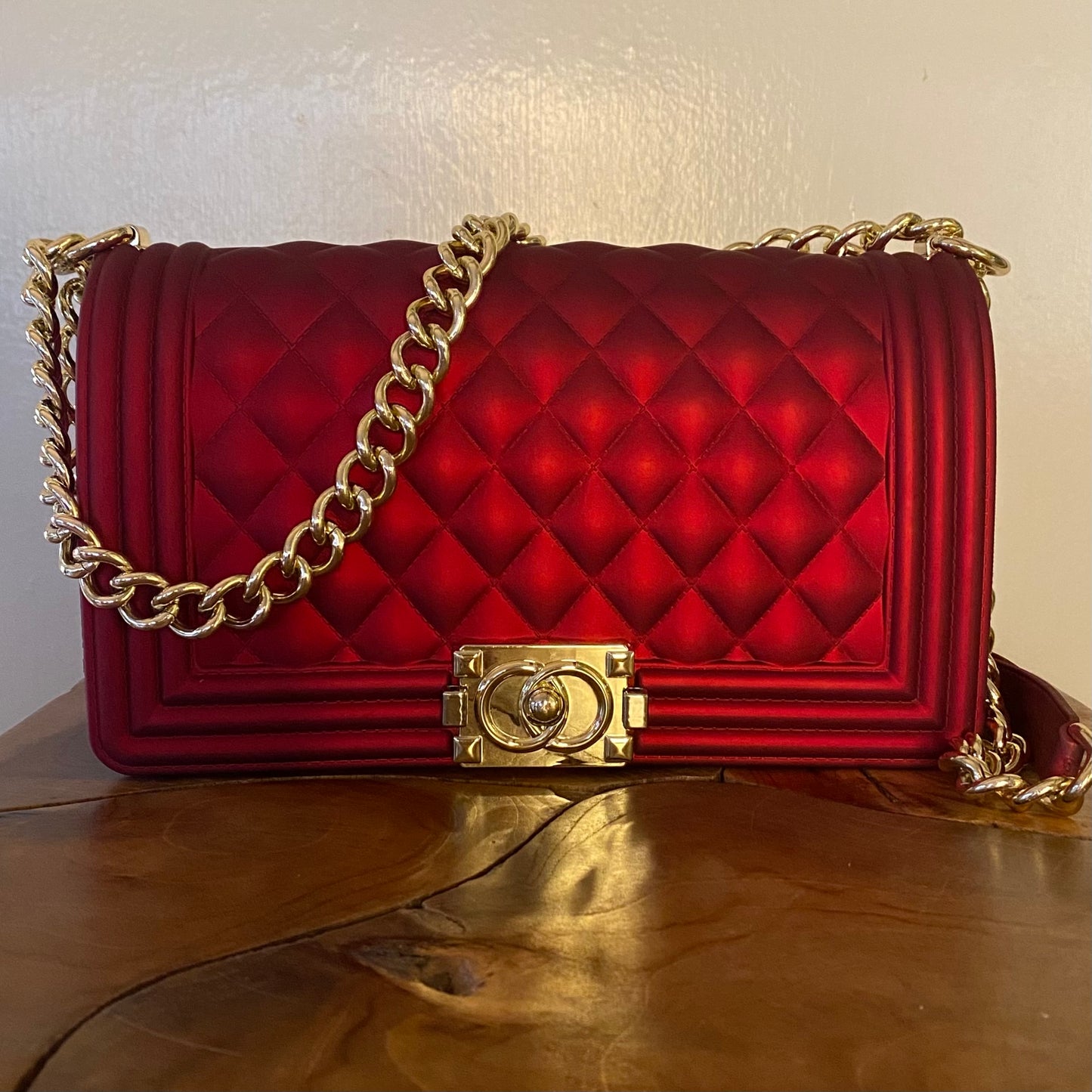TOYBOY Jelly Red Quilted Crossbody Shoulder Bag