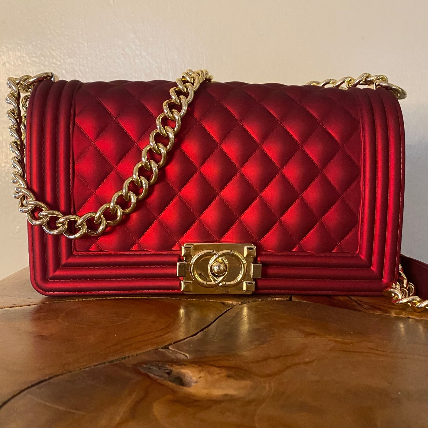 TOYBOY Jelly Red Quilted Crossbody Shoulder Bag