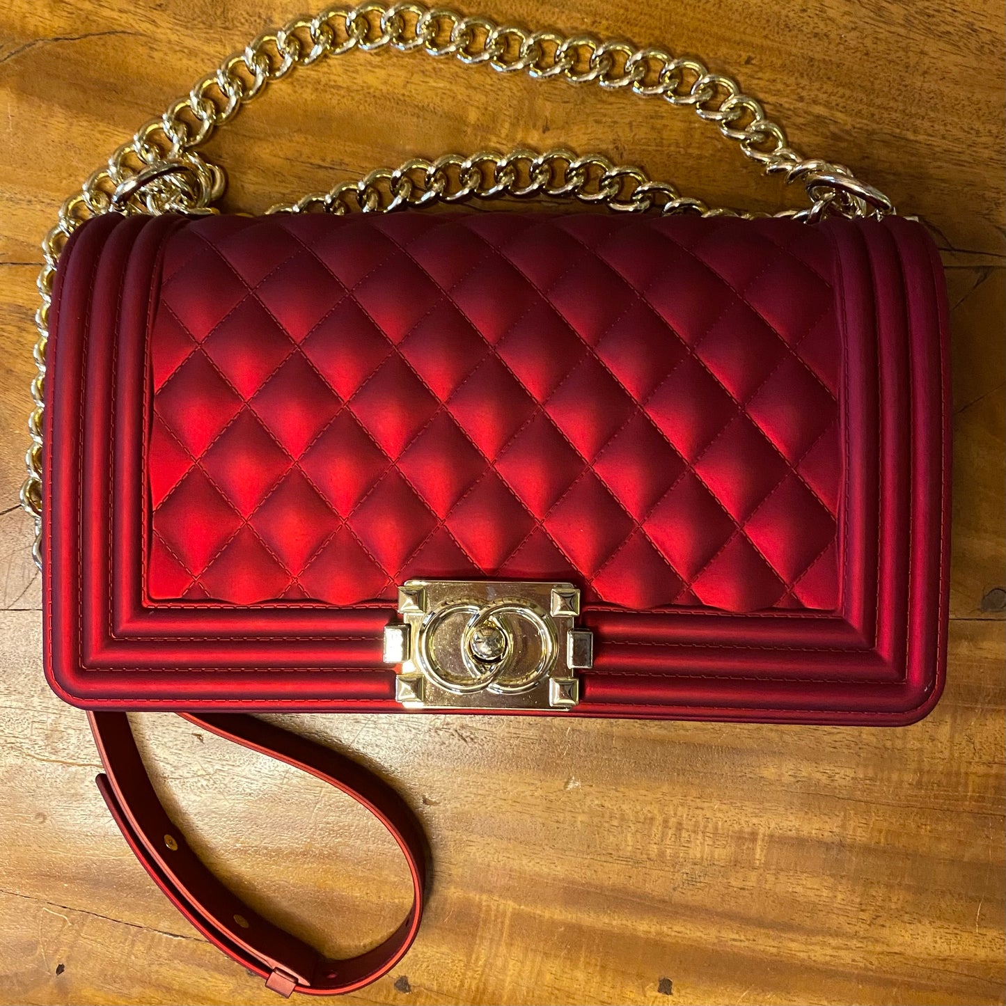 TOYBOY Jelly Red Quilted Crossbody Shoulder Bag
