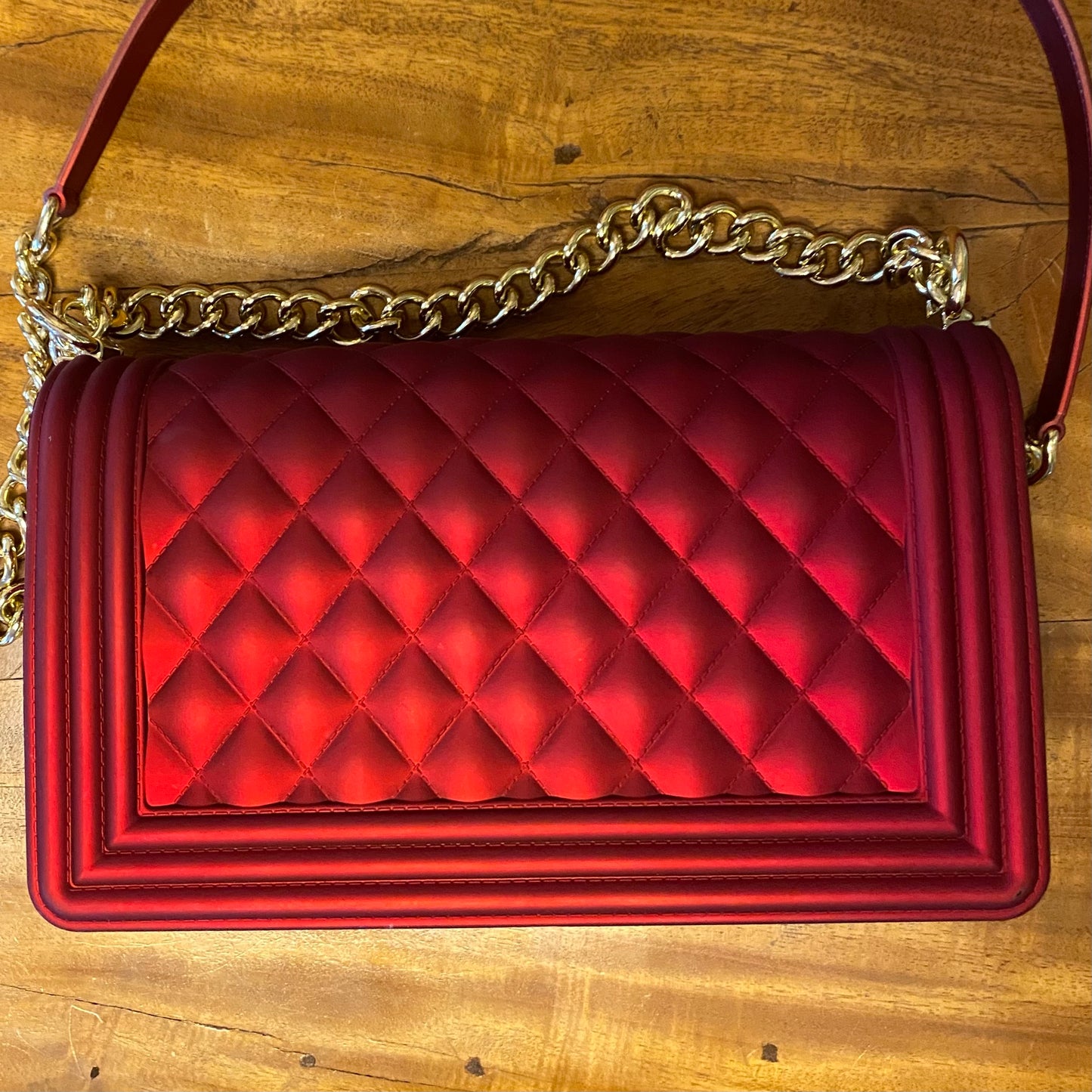 TOYBOY Jelly Red Quilted Crossbody Shoulder Bag