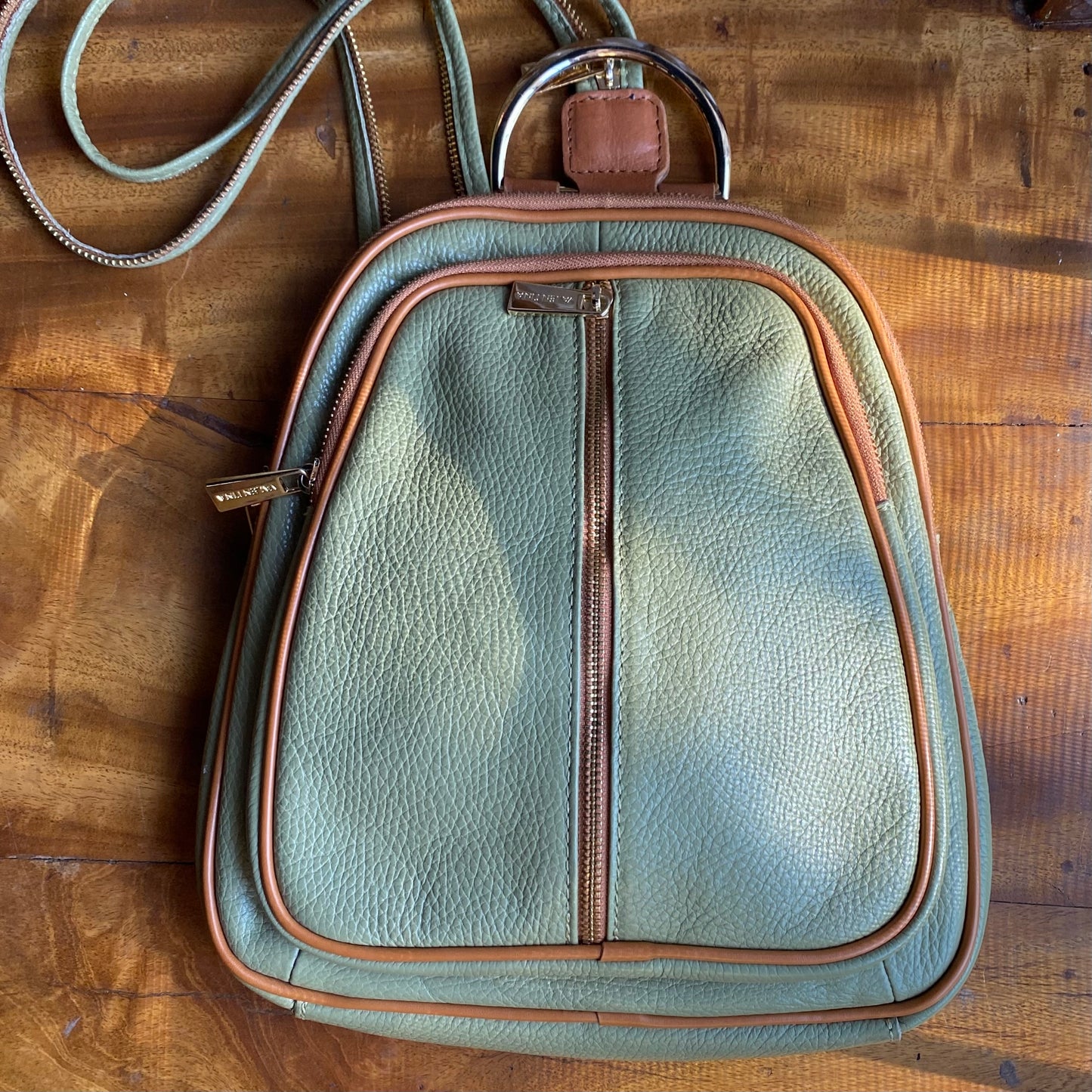 VALENTINA | MULTIFUNCTIONAL BACKPACK SLING SHOULDER BAG | Sage Green Leather