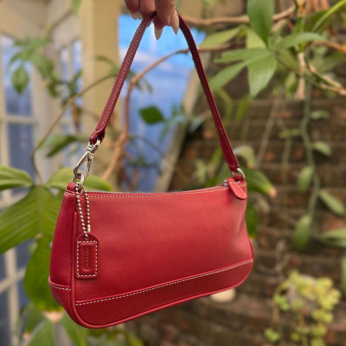 Vintage Coach Hamptons Leather Demi Red Shoulder Bag 7785 Y2K