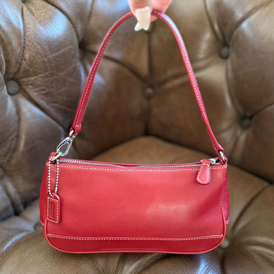 Vintage Coach Hamptons Leather Demi Red Shoulder Bag 7785 Y2K