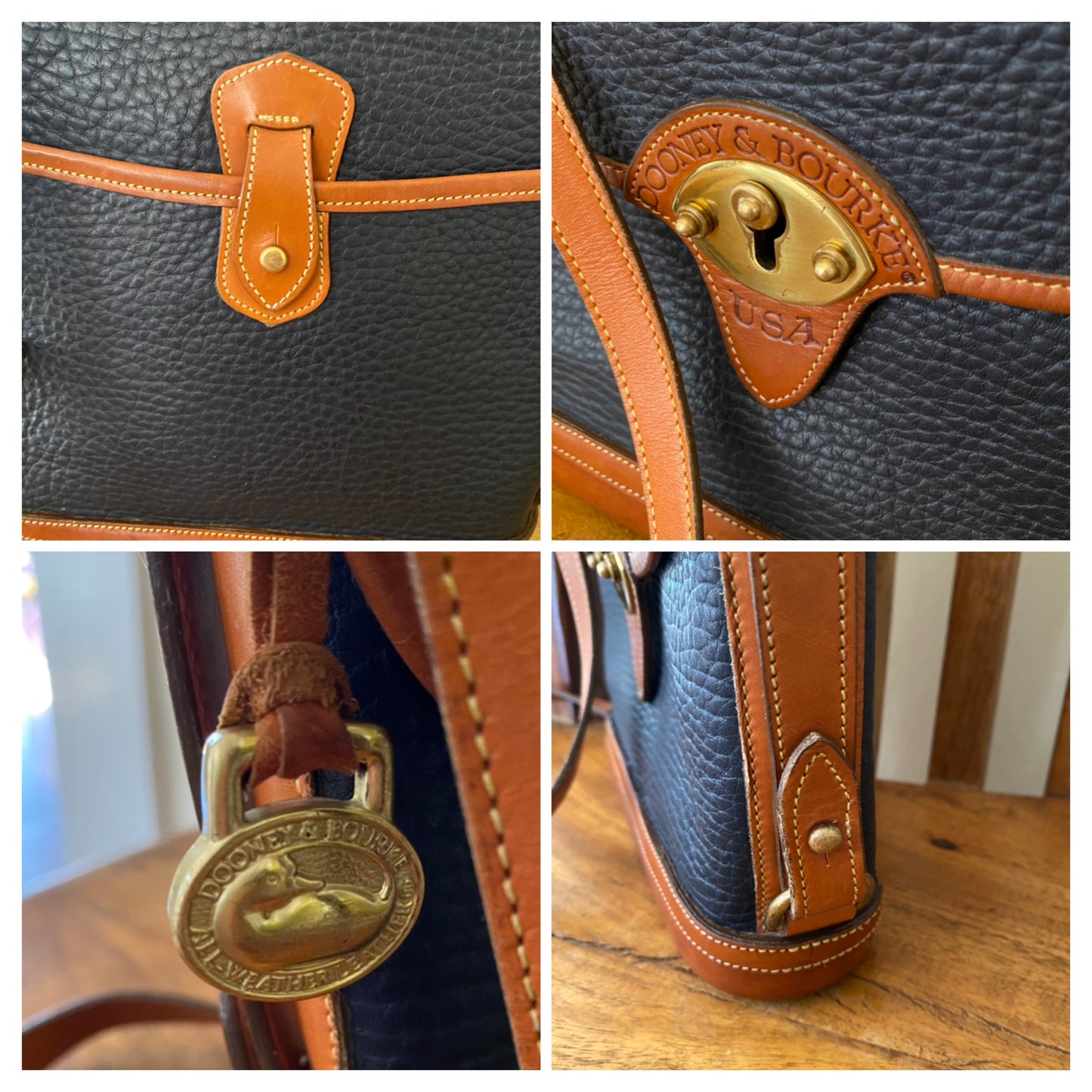 Vintage Dooney & Bourke Calvary Spectator Shoulder Crossbody Bag Navy