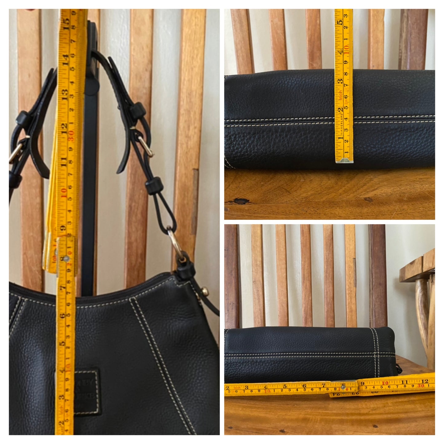 Dooney and Bourke | Black Pebble Grained Leather | Mini East West Slouch Hobo