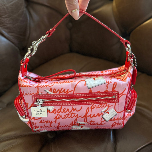 Vintage Coach Fragrance Print Mini Shoulder Bag 10839 Pink Red Y2K