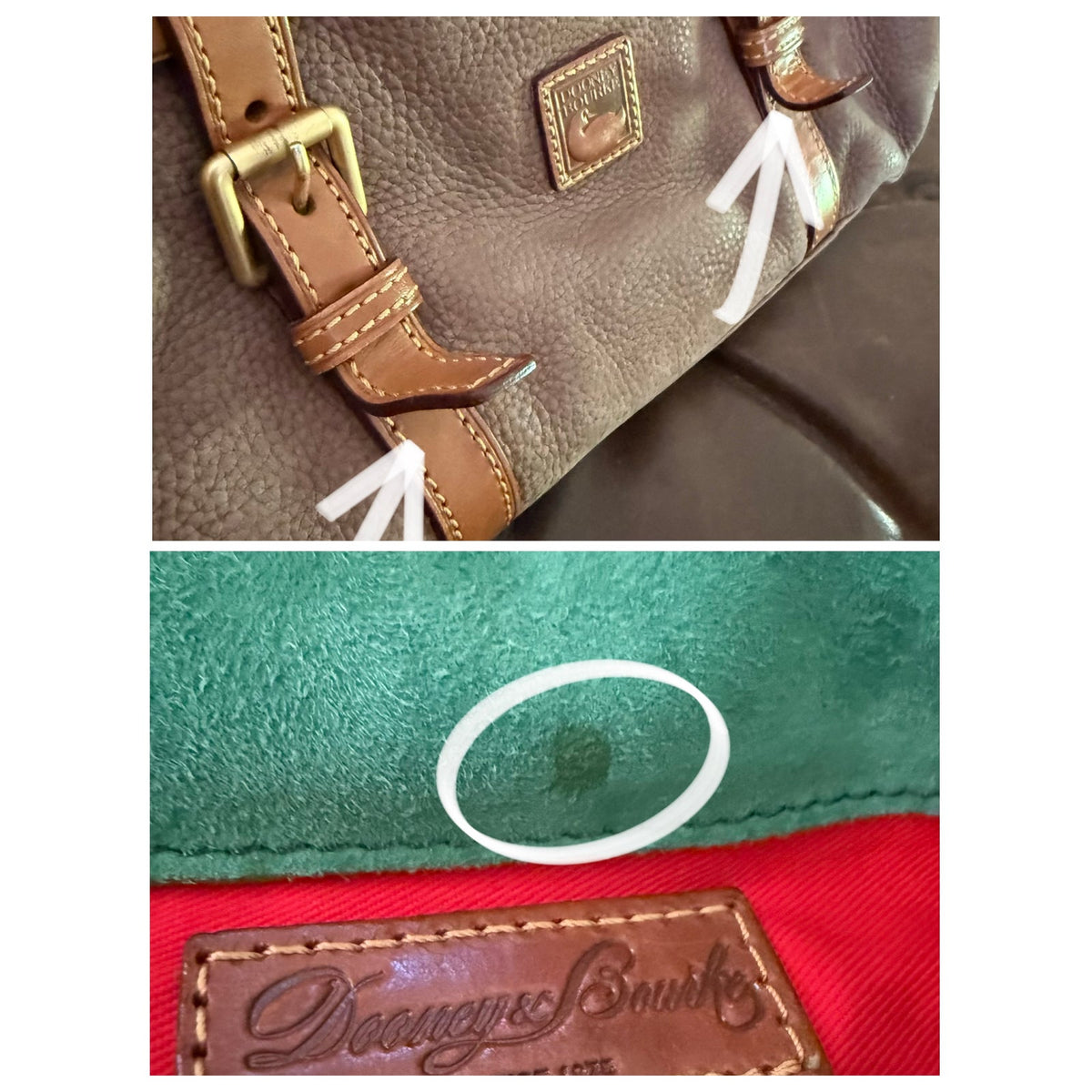Dooney & Bourke Florentine Nubuck Double Strap Tassel Satchel Taupe
