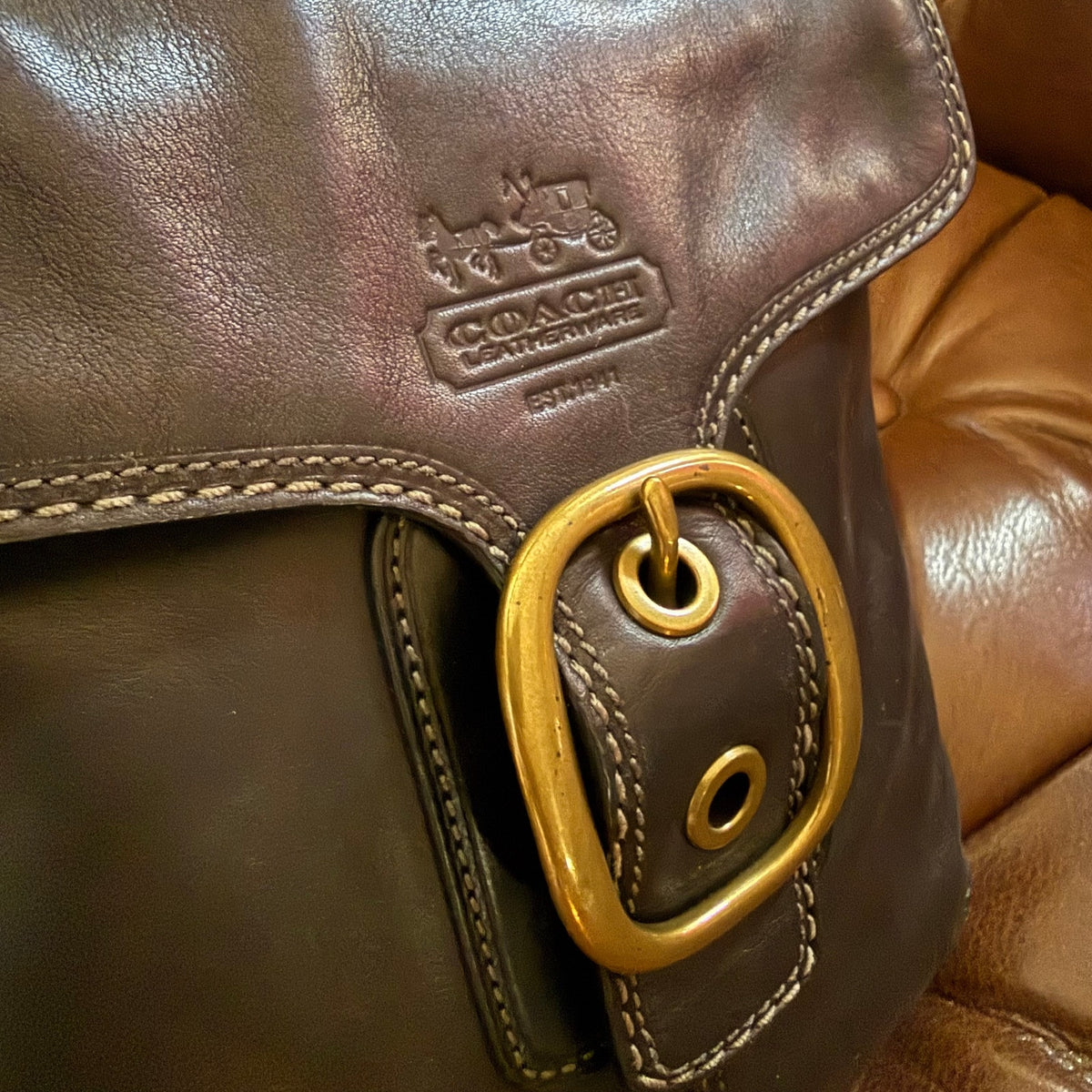 Coach Bleecker Leather Flap Shoulder Crossbody Bag Black 11428