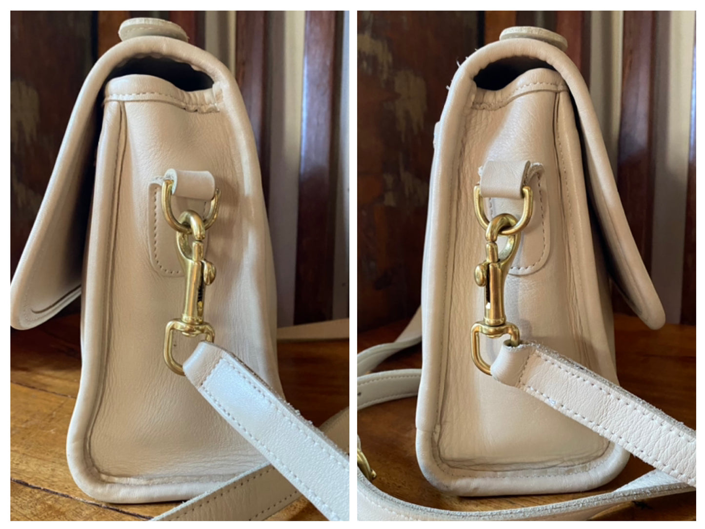 COACH Vintage Court Satchel Cream/Bone Brass Crossbody Leather Handbag 9870