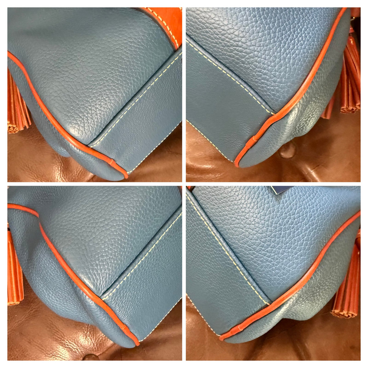Dooney & Bourke Pebble Grain Satchel Wallet Set Jeans Blue Leather R980