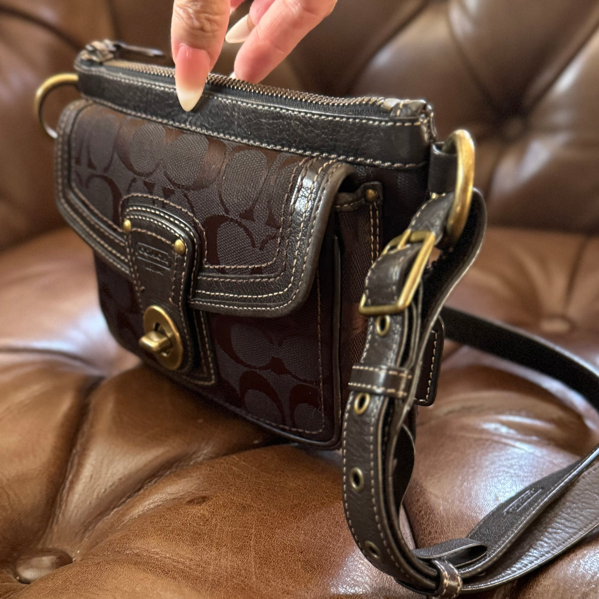 Coach Legacy Signature Turnlock Waist Bag Brown Y2K