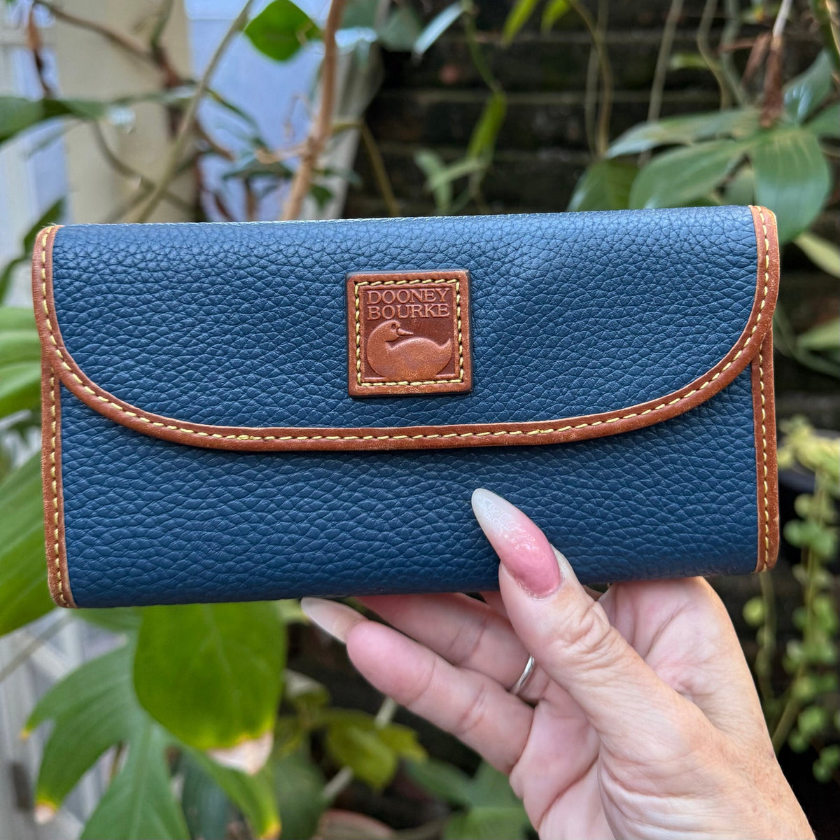 Dooney & Bourke Pebble Grain Satchel Wallet Set Jeans Blue Leather R980