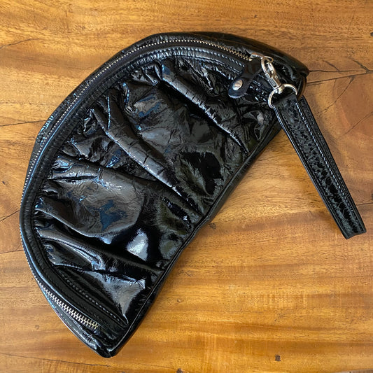Elezar Black Patent Leather Clutch Wristlet Purse Bag