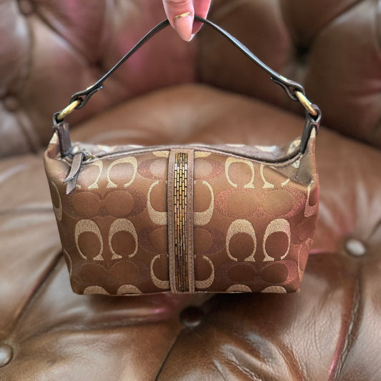 Coach Limited Edition Beaded Signature Monogram Mini Demi Hobo Bag Y2K