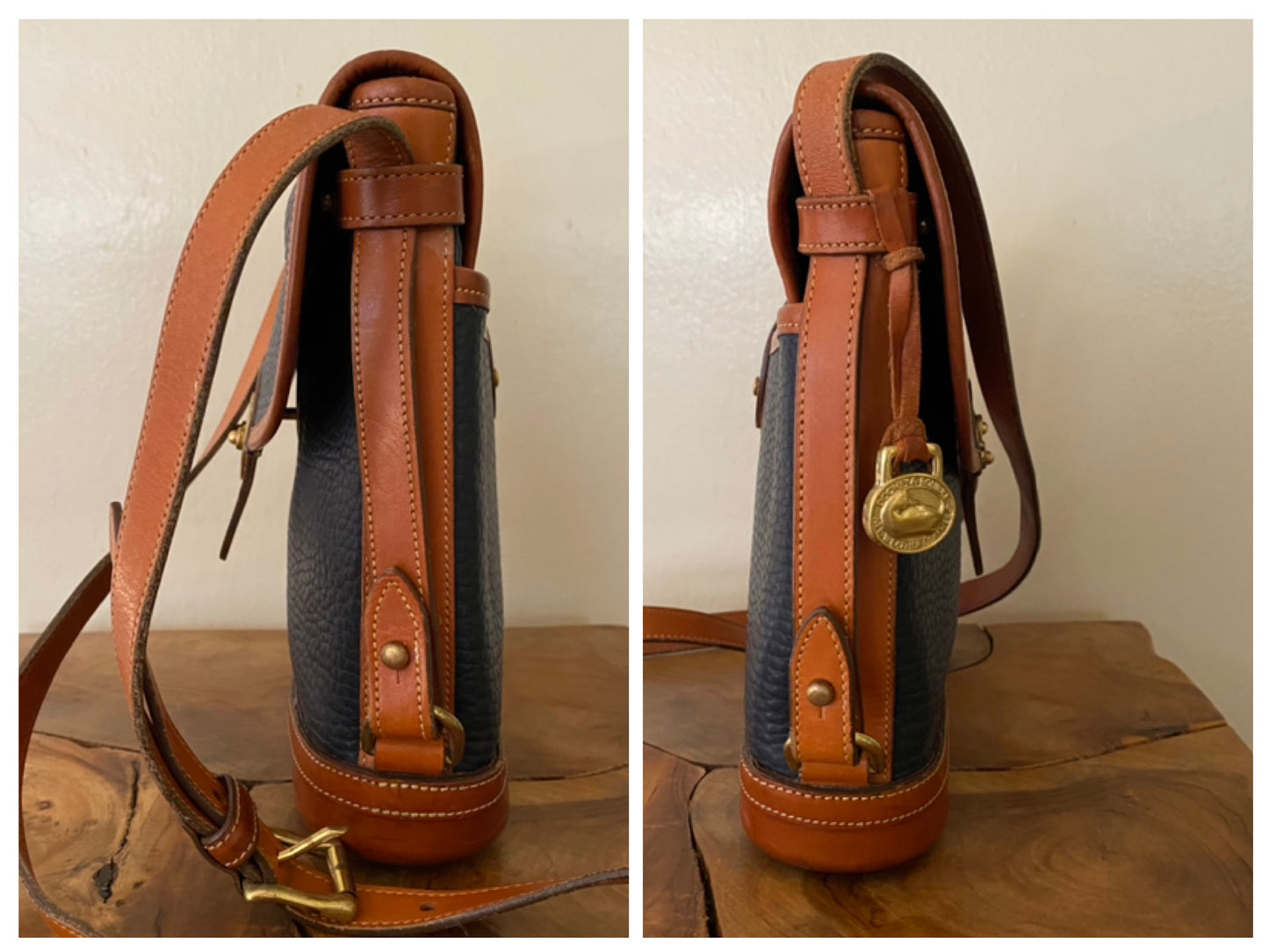 Vintage Dooney & Bourke Calvary Spectator Shoulder Crossbody Bag Navy