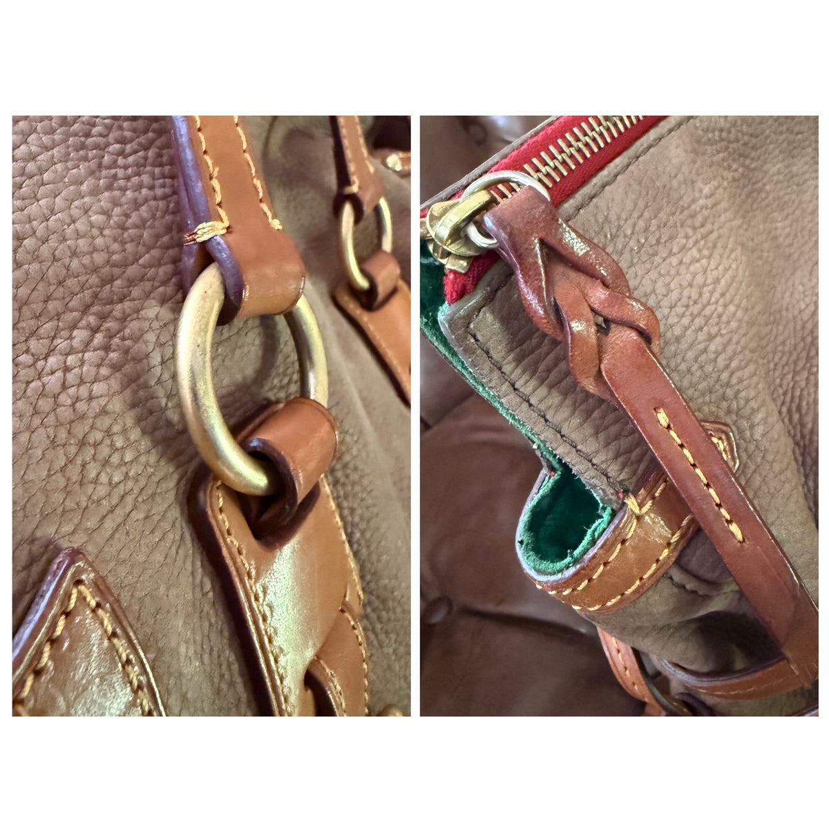 Dooney & Bourke Florentine Nubuck Double Strap Tassel Satchel Taupe
