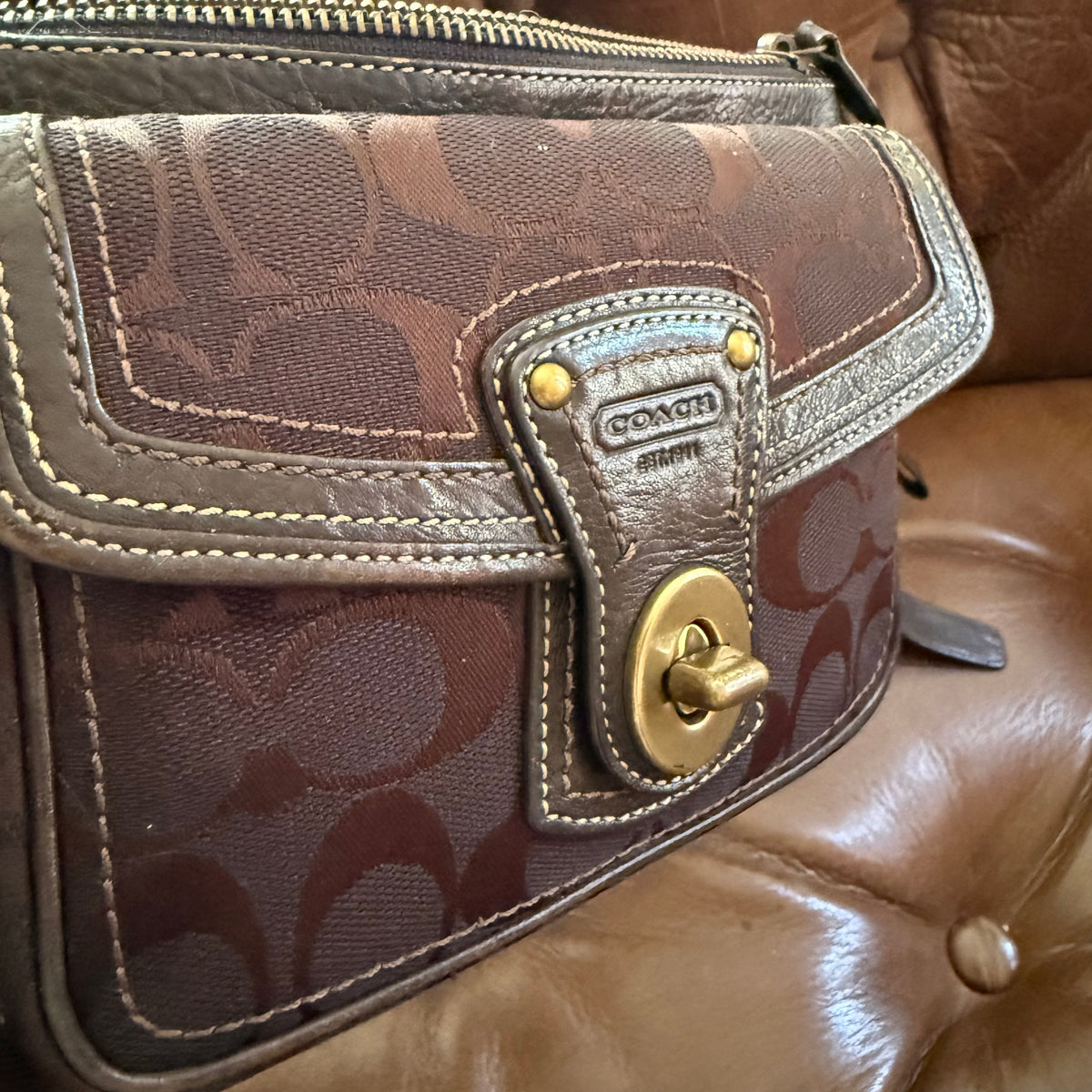 Coach Legacy Signature Turnlock Waist Bag Brown Y2K