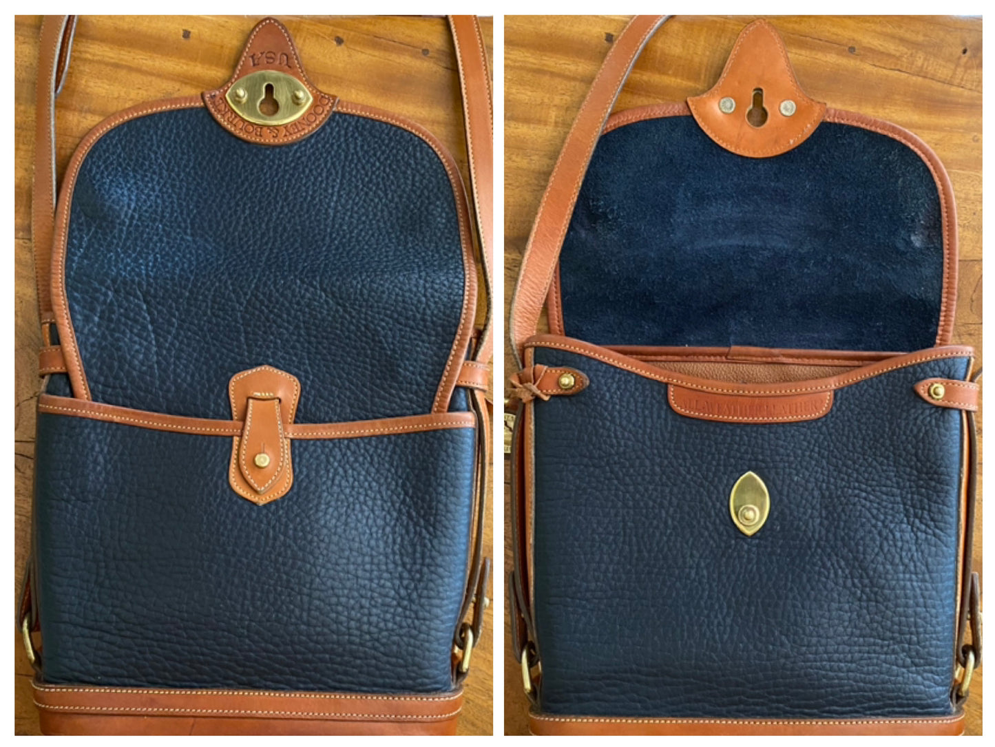 Vintage Dooney & Bourke Calvary Spectator Shoulder Crossbody Bag Navy