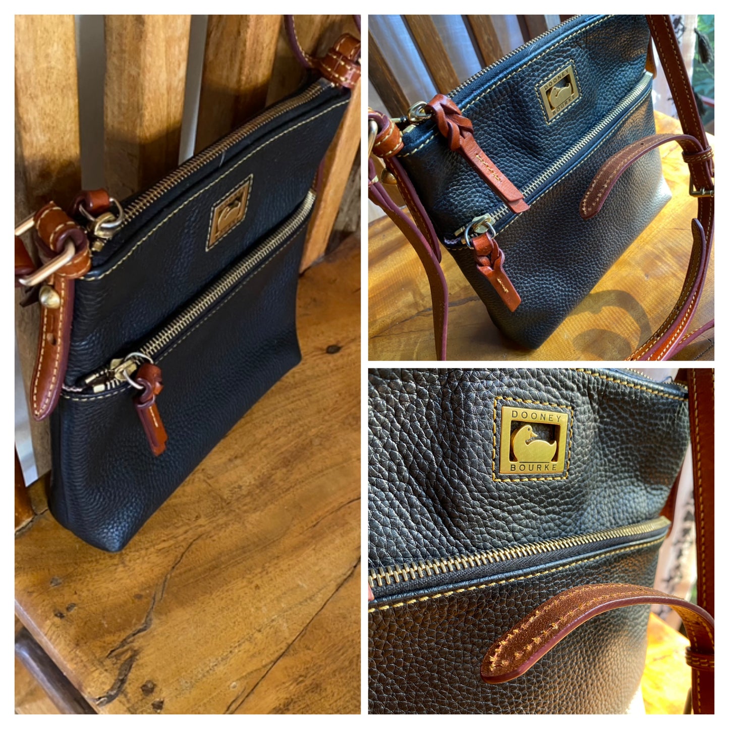 Dooney & Bourke | Dillen Letter Carrier Crossbody | Black Pebble Grain Leather