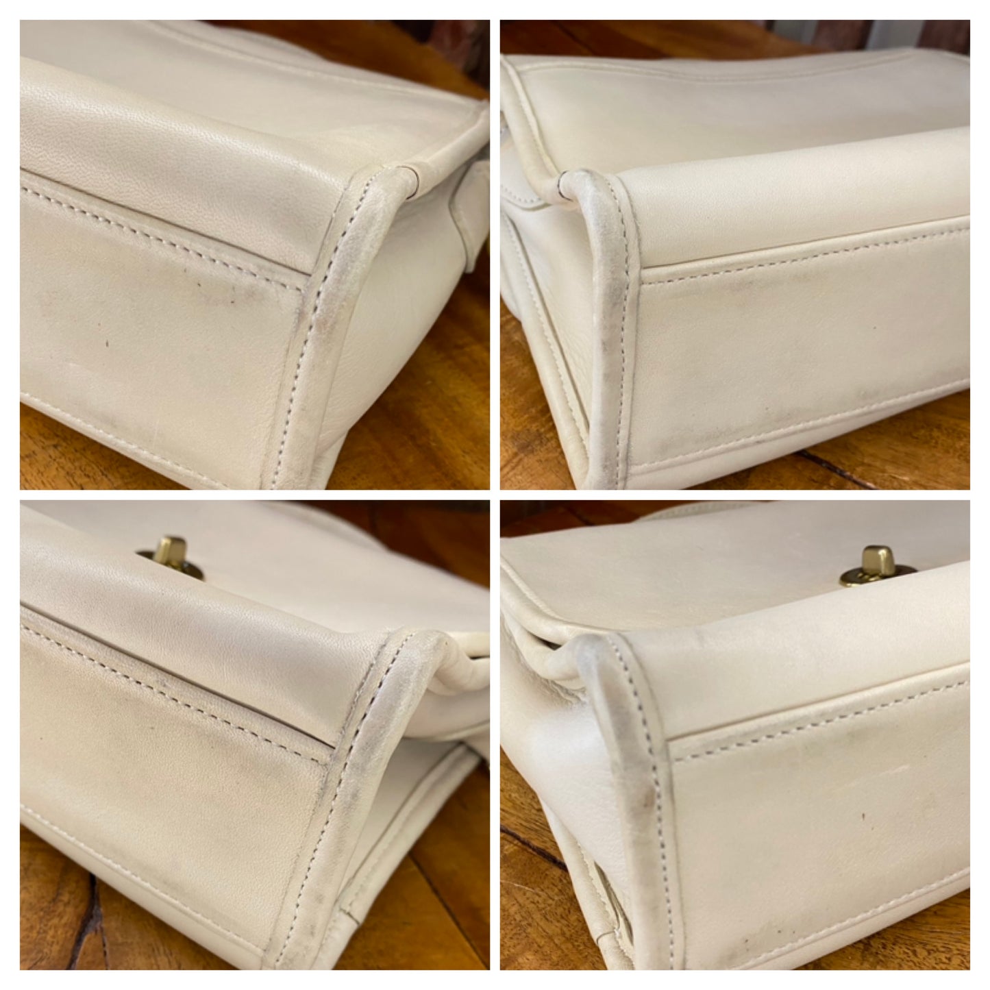 COACH Vintage Court Satchel Cream/Bone Brass Crossbody Leather Handbag 9870