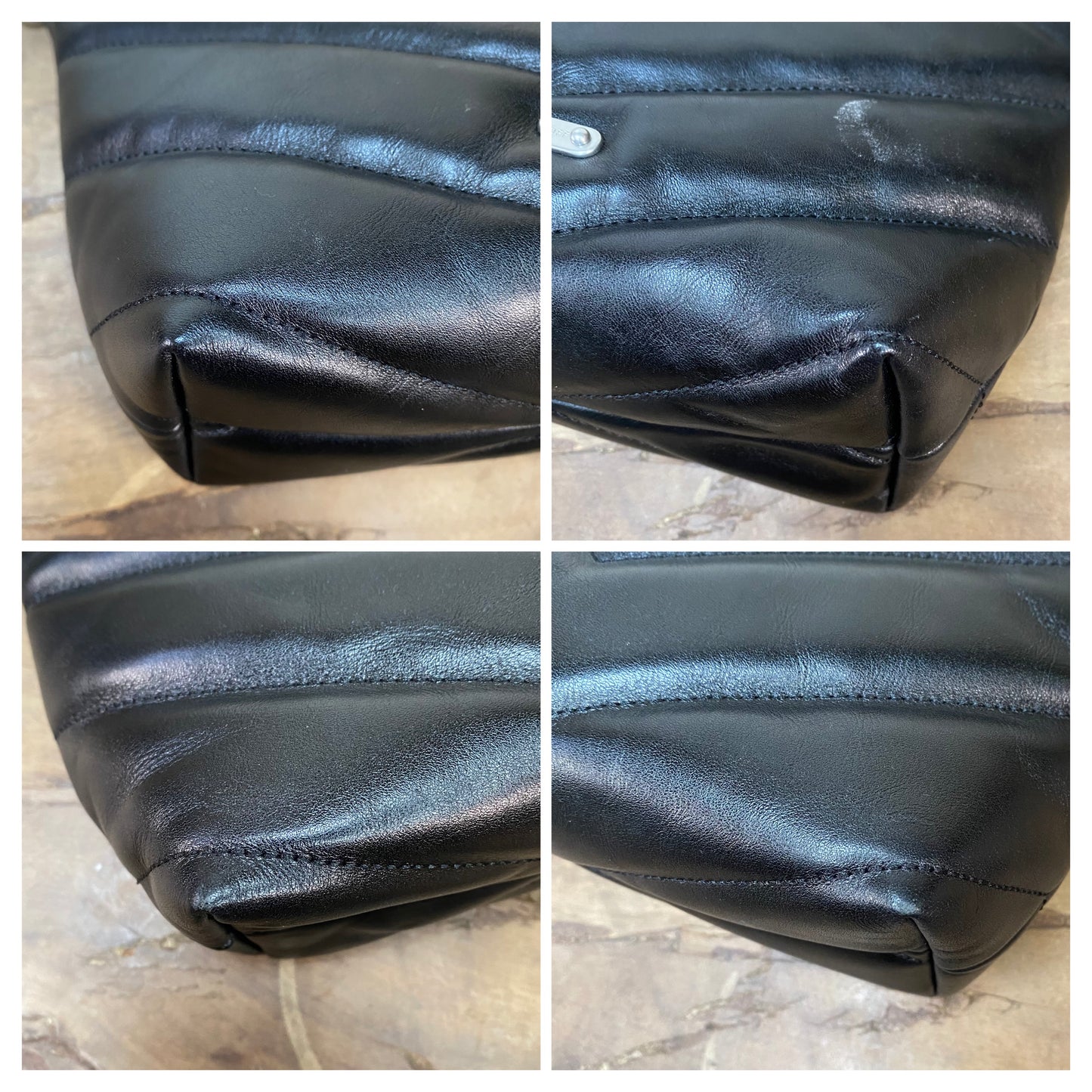 Rebecca Minkoff Edie Chain Chevron Black Leather Shoulder Crossbody Bag