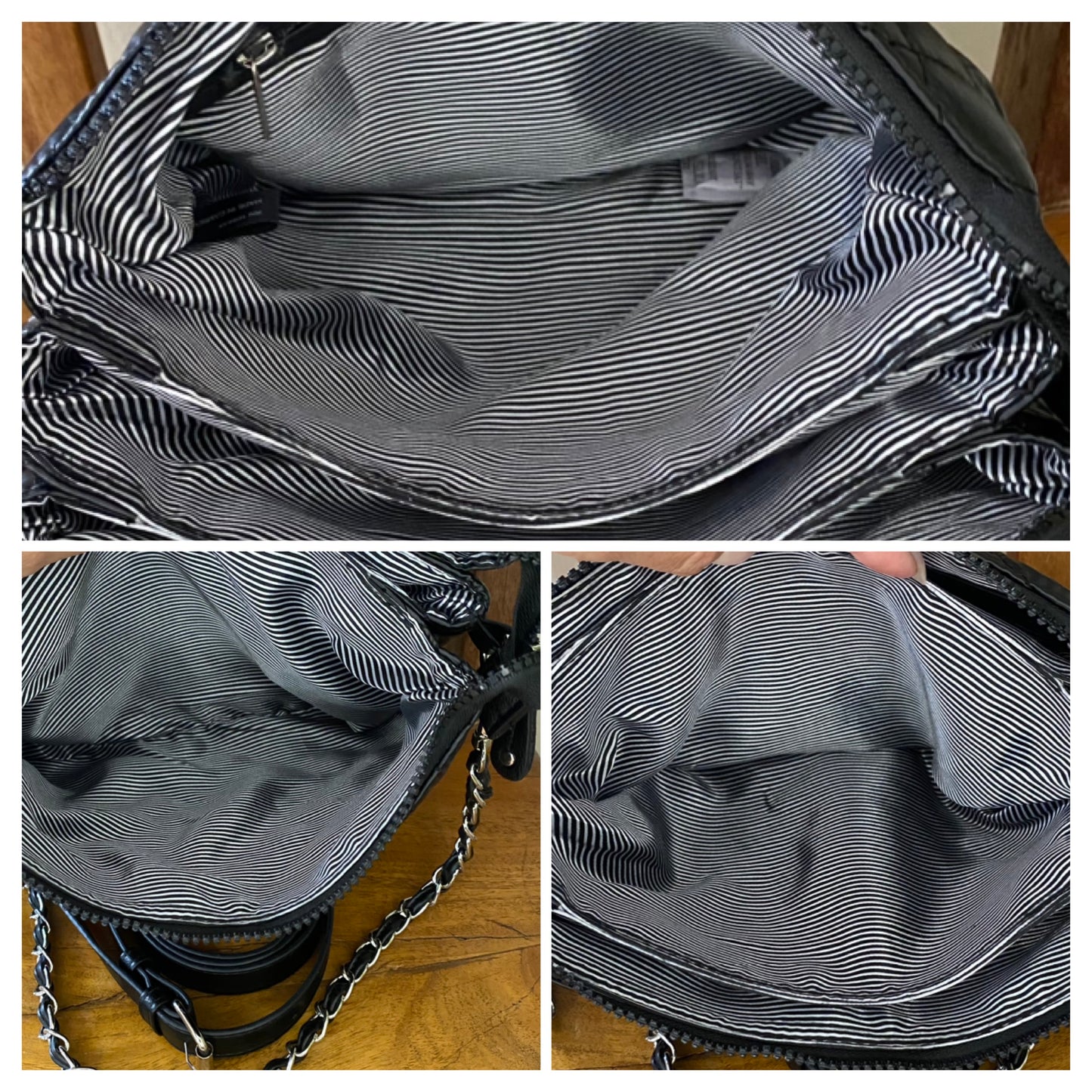 Nylon Quilt Puffer Crossbody Black Bag with Chain