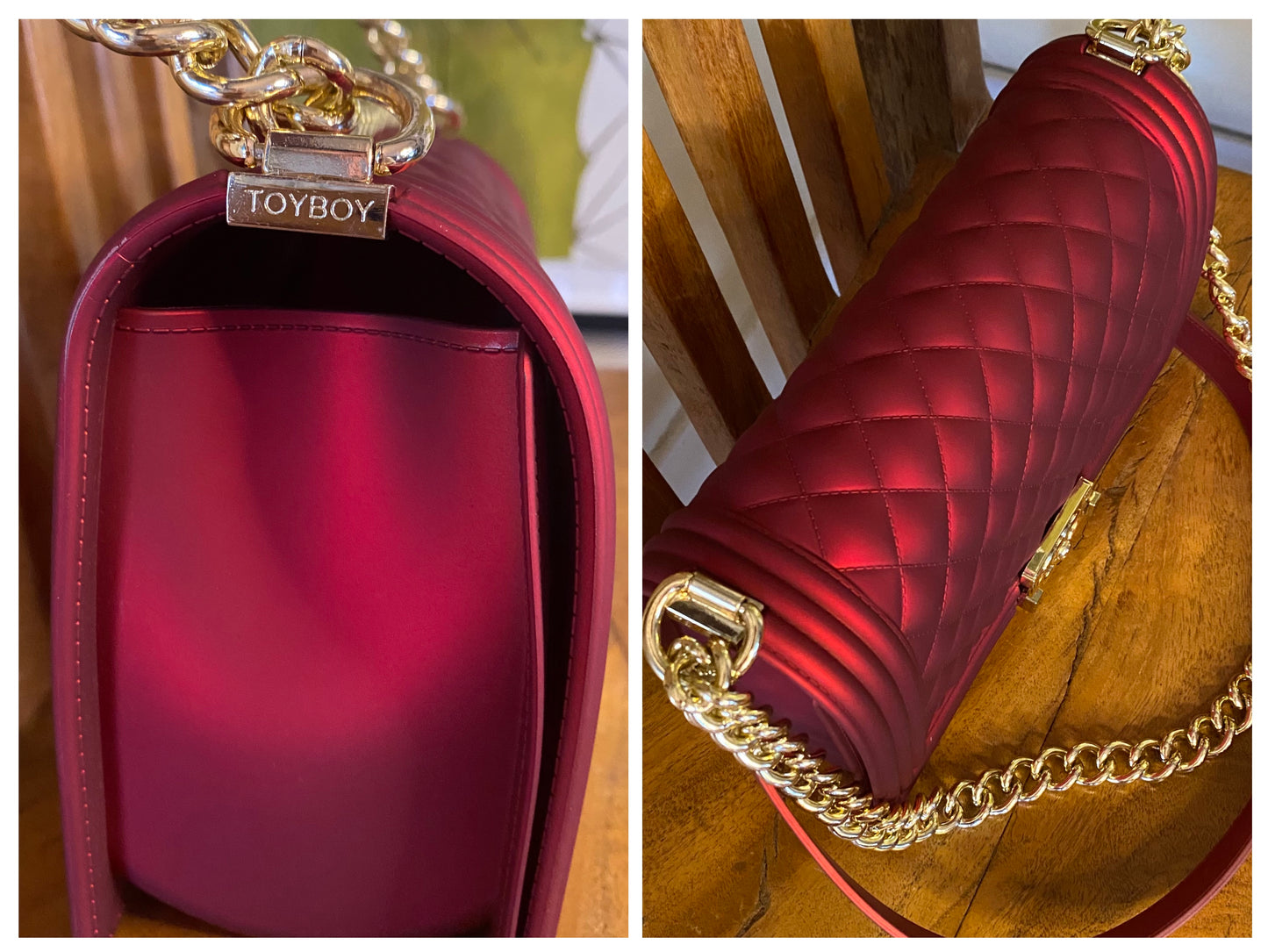 TOYBOY Jelly Red Quilted Crossbody Shoulder Bag