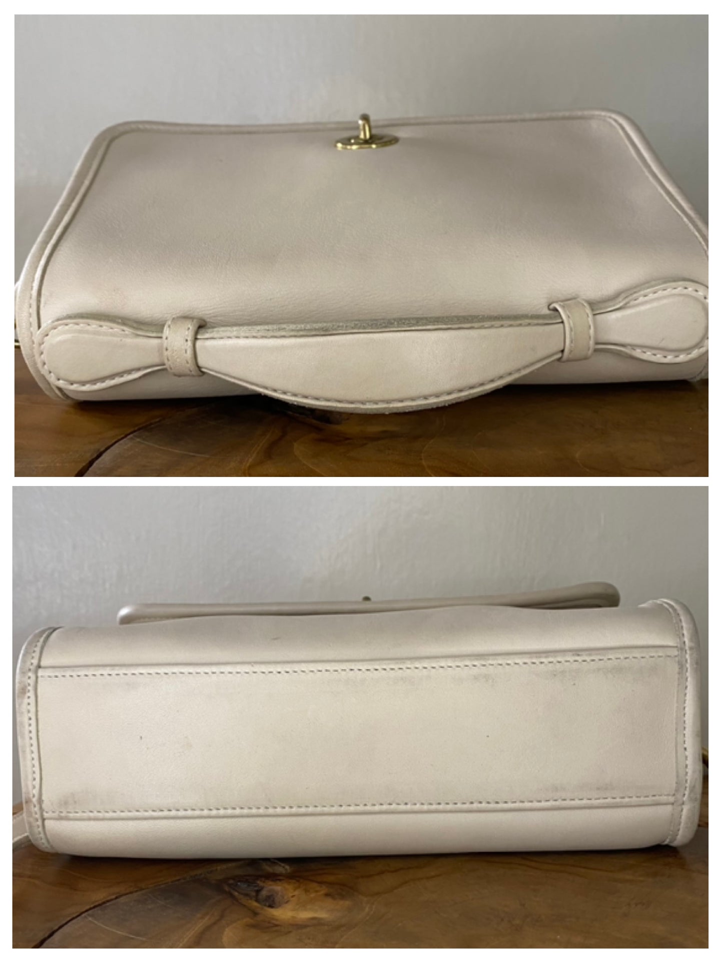 COACH Vintage Court Satchel Cream/Bone Brass Crossbody Leather Handbag 9870