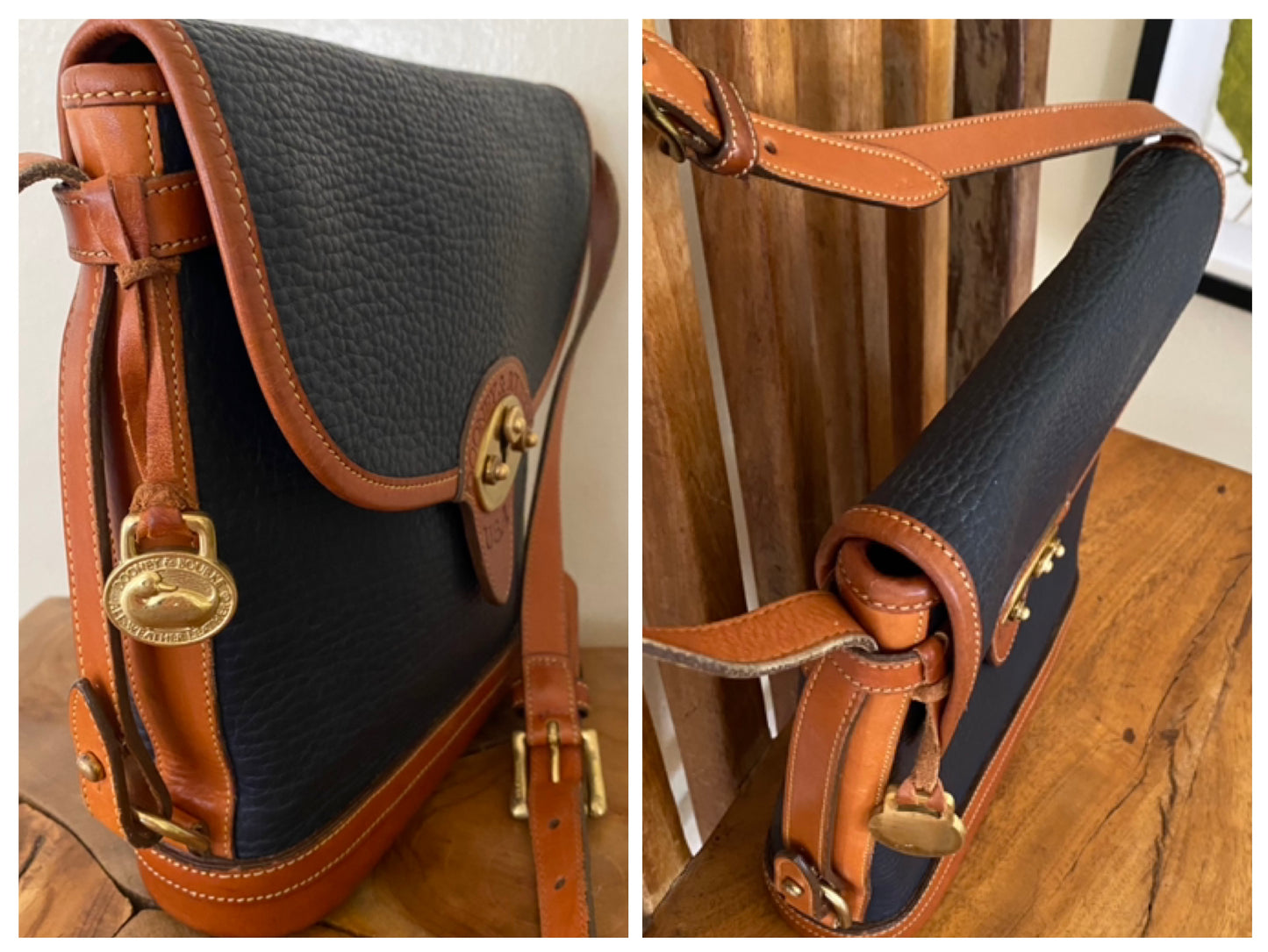 Vintage Dooney & Bourke Calvary Spectator Shoulder Crossbody Bag Navy