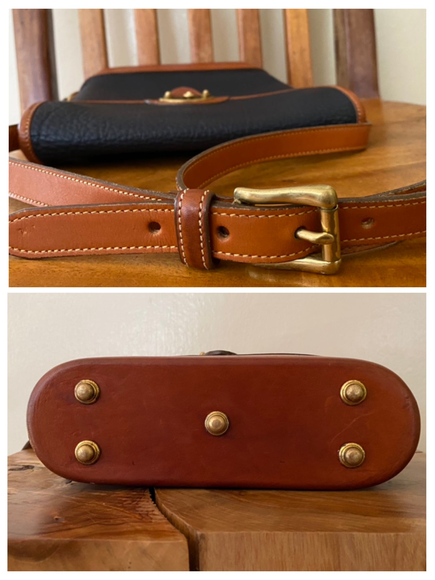 Vintage Dooney & Bourke Calvary Spectator Shoulder Crossbody Bag Navy