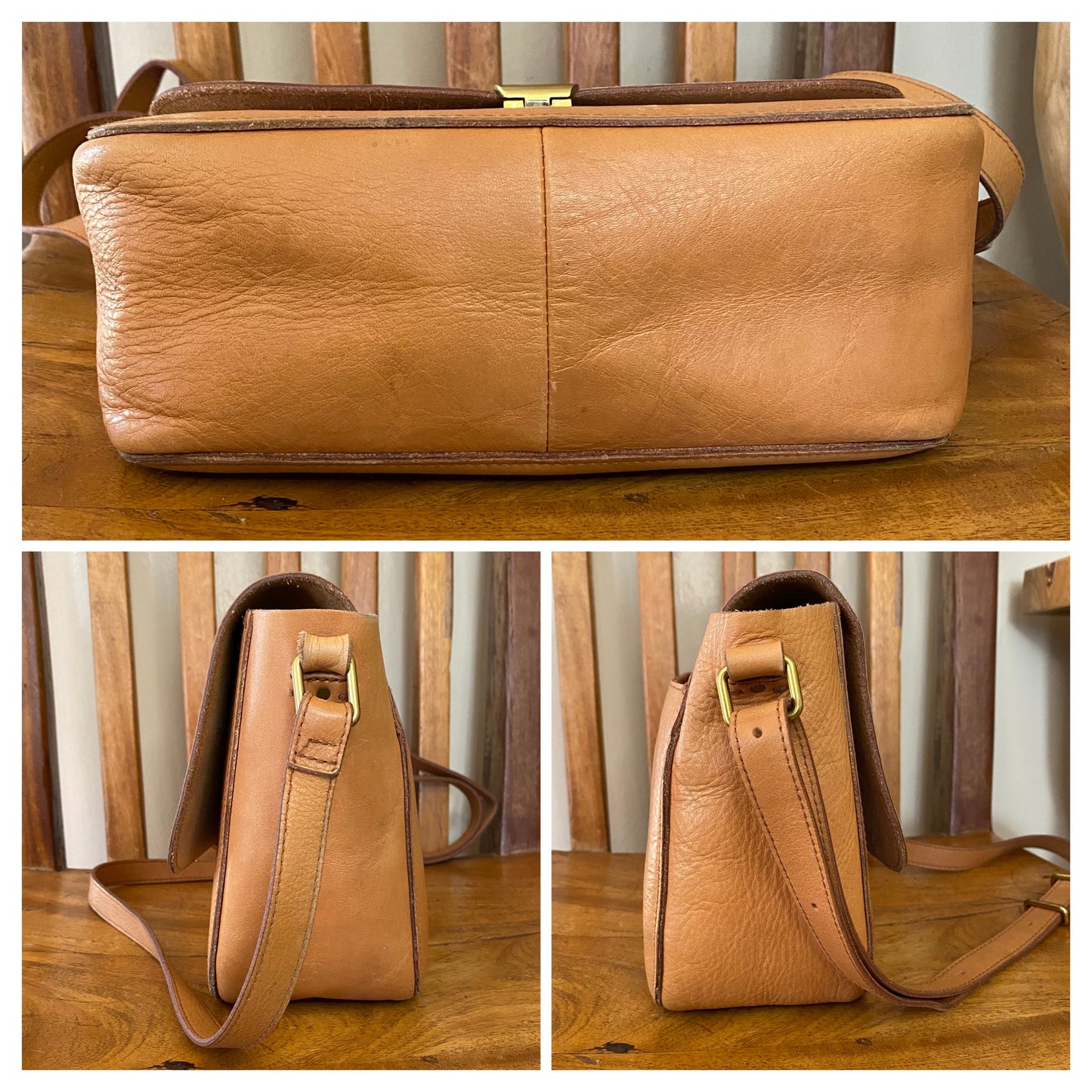 Madewell Abroad Shoulder Crossbody Leather Bag Camel