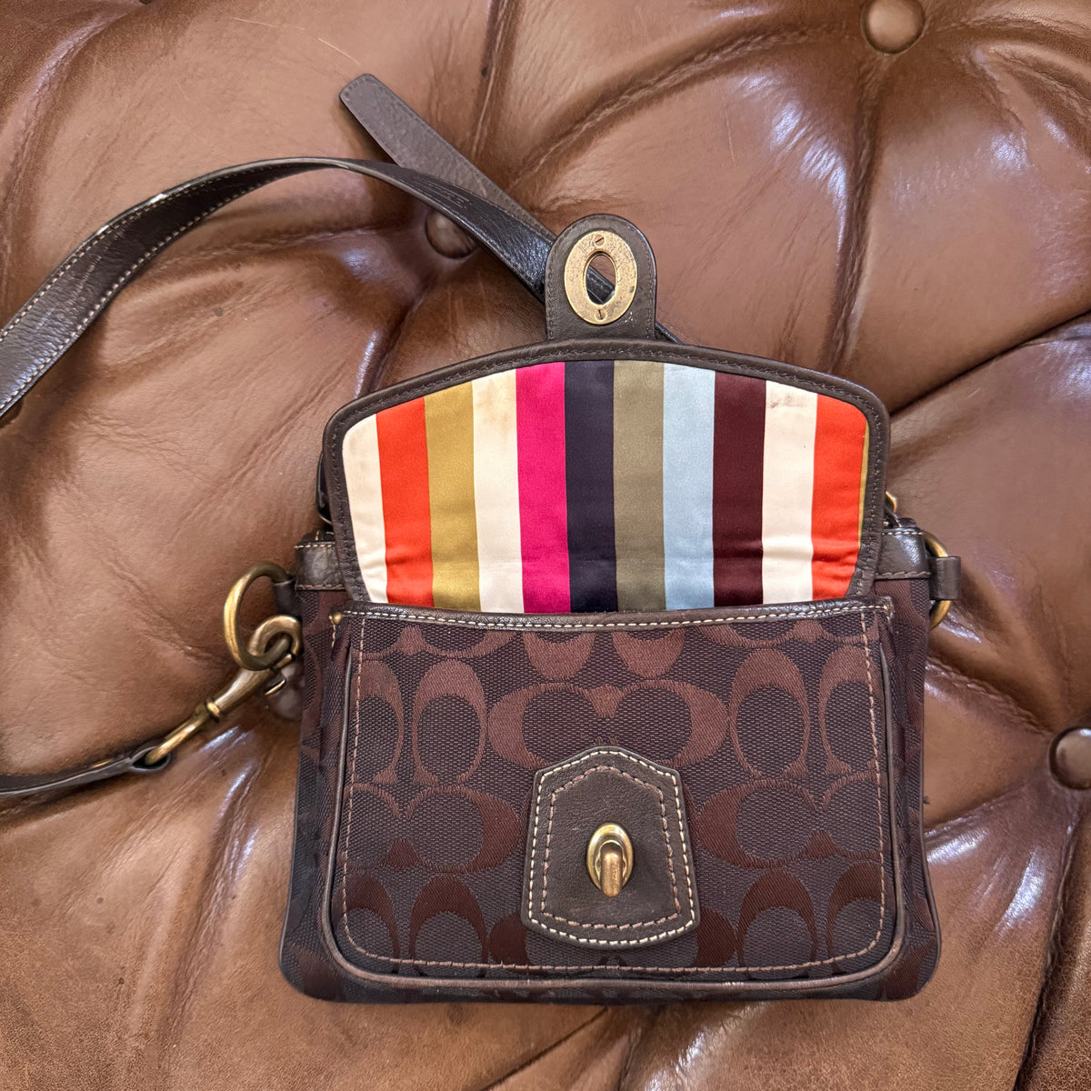 Coach Legacy Signature Turnlock Waist Bag Brown Y2K