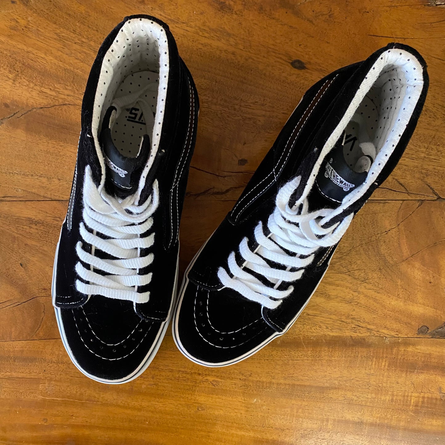 Vans Sk8-Hi Shoes Black Velour with White Trim. Size 8 Women