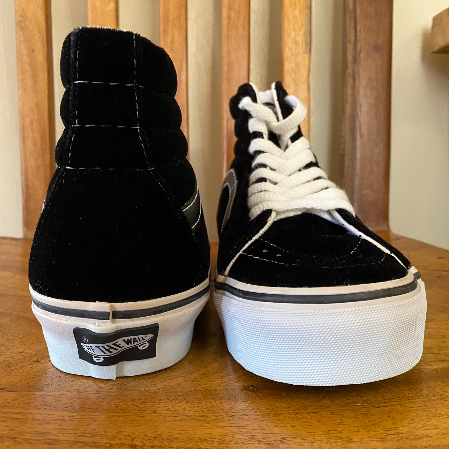 Vans Sk8-Hi Shoes Black Velour with White Trim. Size 8 Women