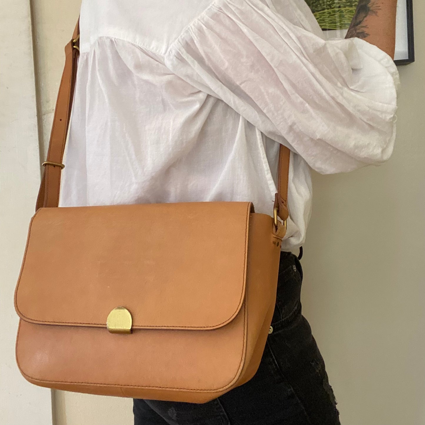 Madewell Abroad Shoulder Crossbody Leather Bag Camel