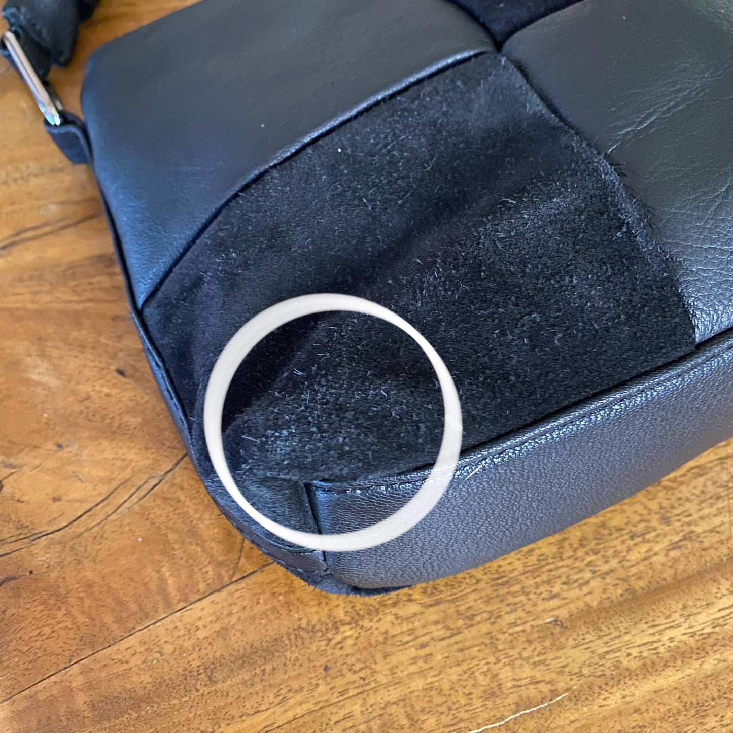 ASOS DESIGN Leather and Suede Weave Handbag Black with Knotted Top Handle